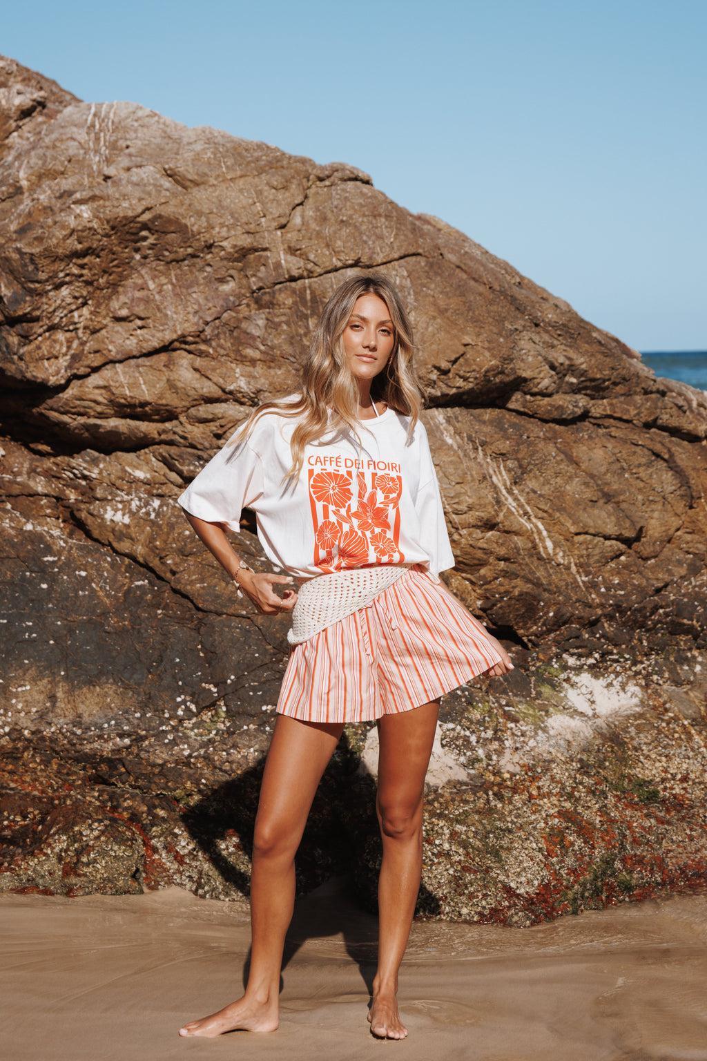 Mattina Shorts - Peach Stripe