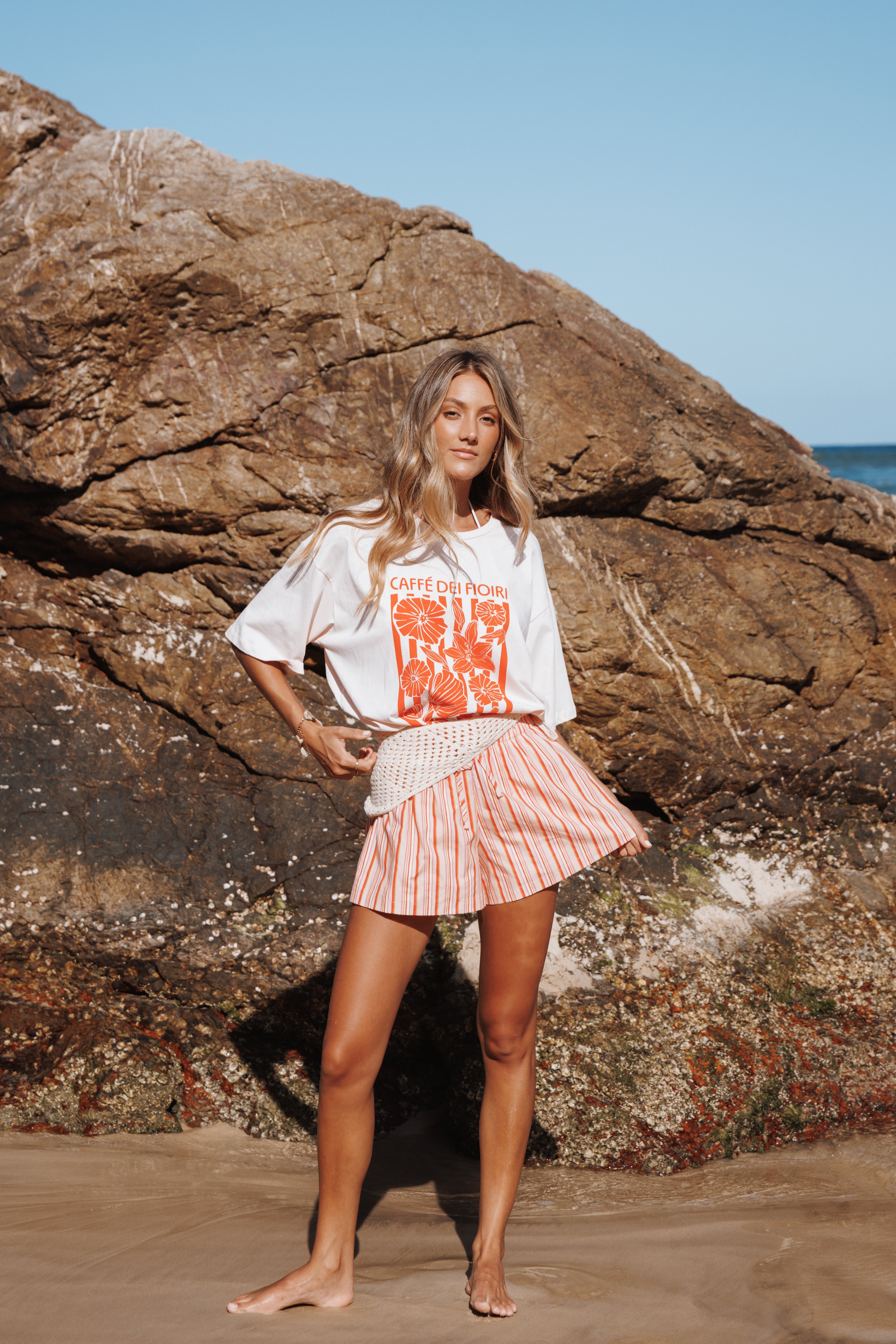 Mattina Shorts - Peach Stripe