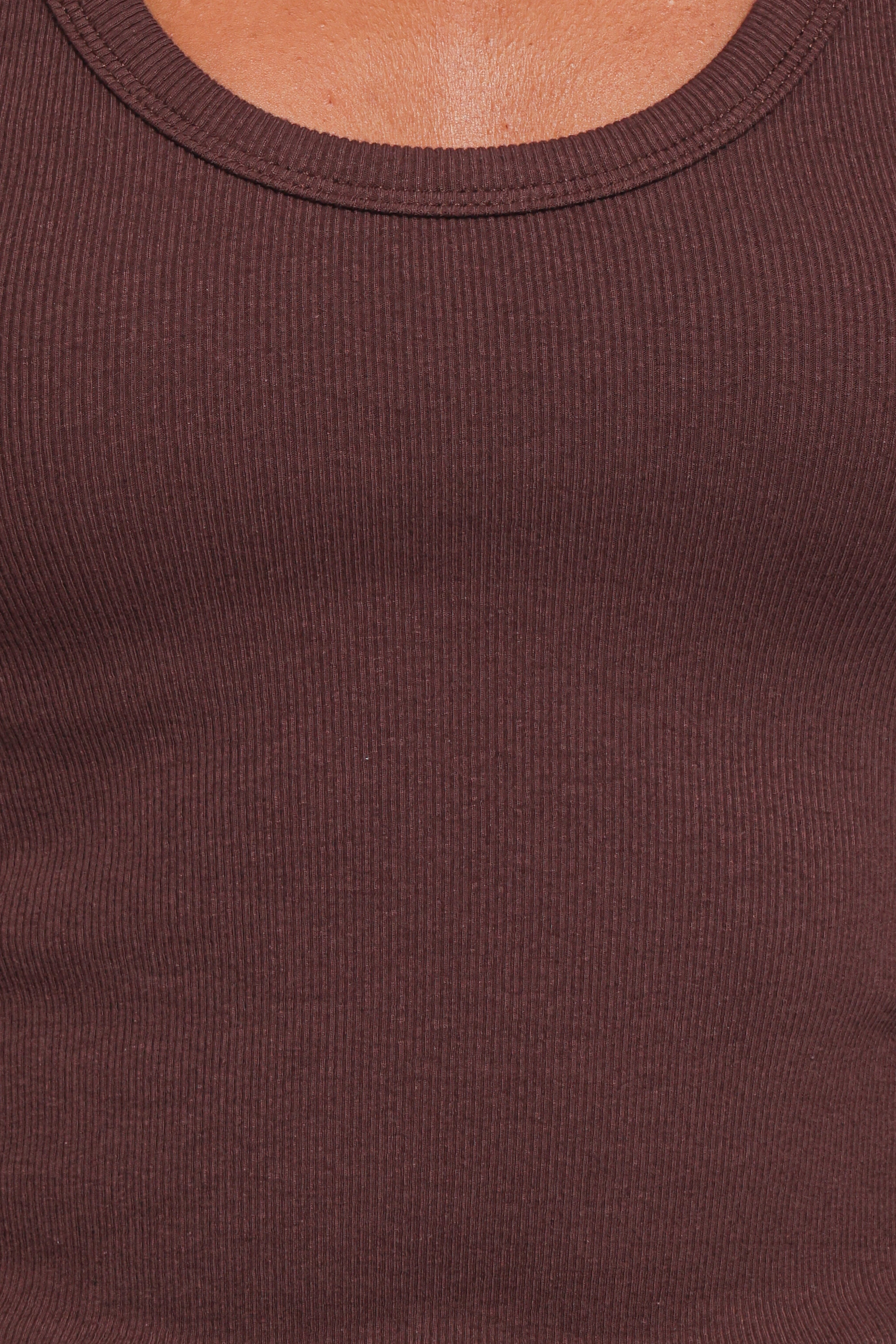 Miles Racerback Rib Knit Tank Top - Espresso