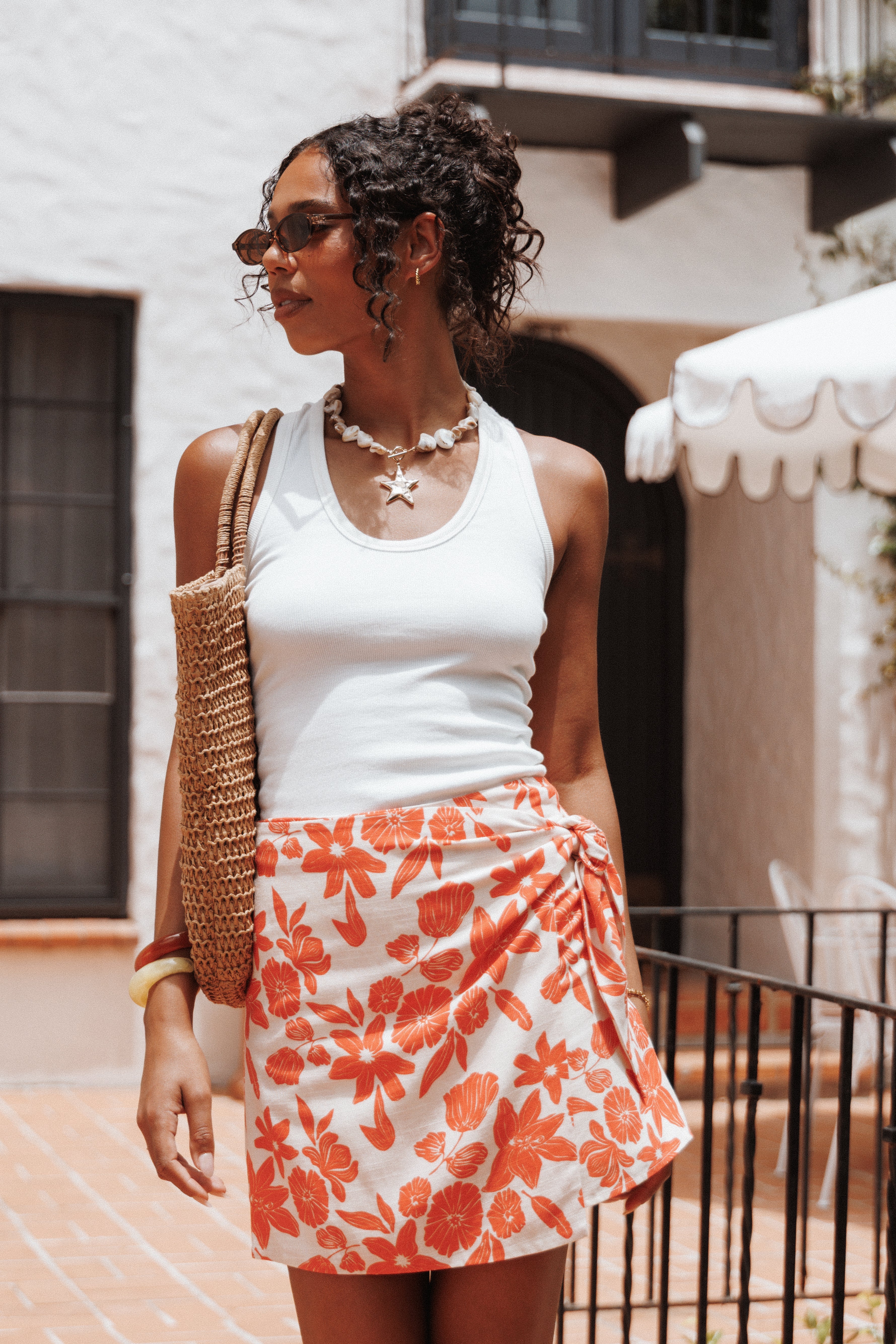 Miles Racerback Rib Knit Tank Top - White